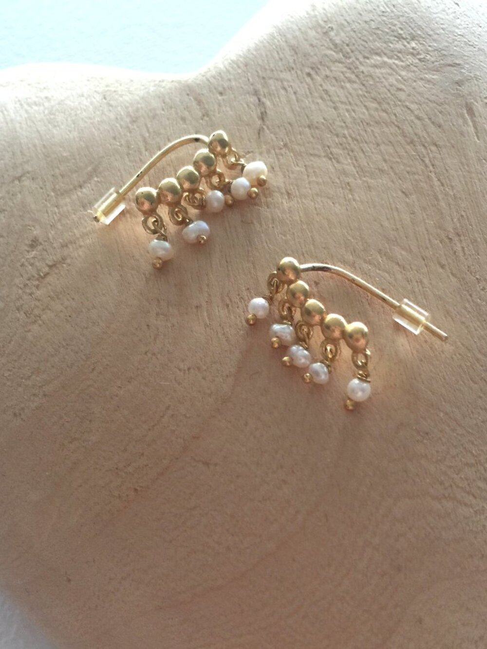 Elegant Dangling Pearl Climber Earrings. NEW